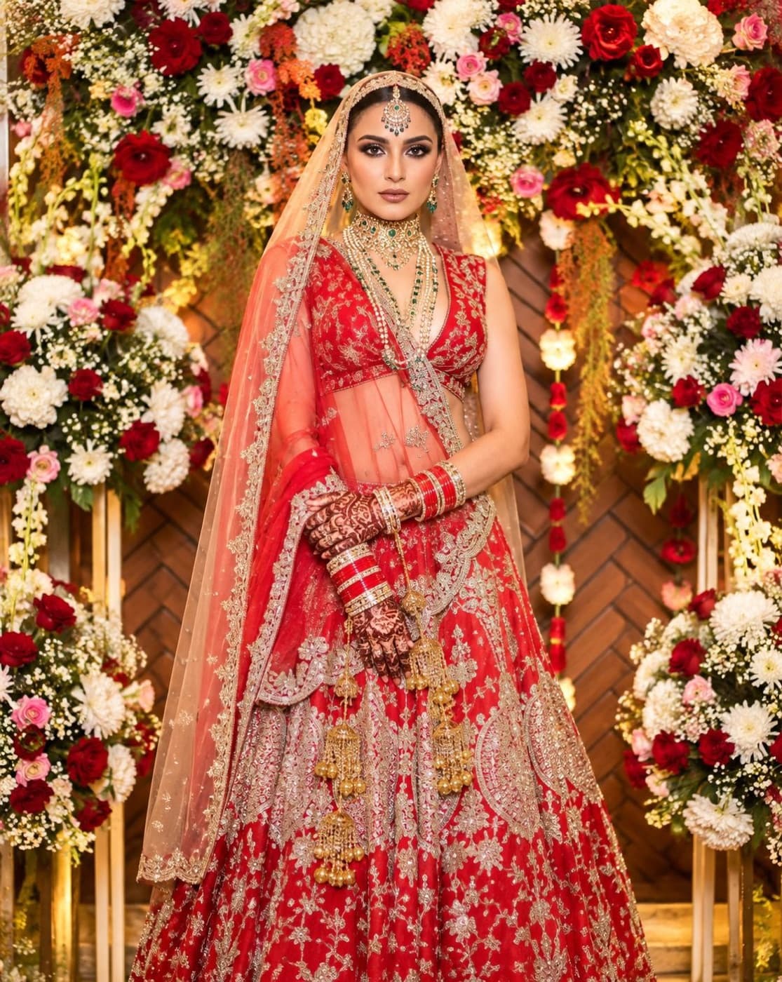 Red & gold bride
